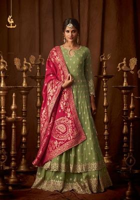 Green Embroidered Georgette Salwar Kameez