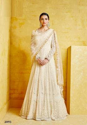 Off White Embroidered Georgette Salwar Kameez
