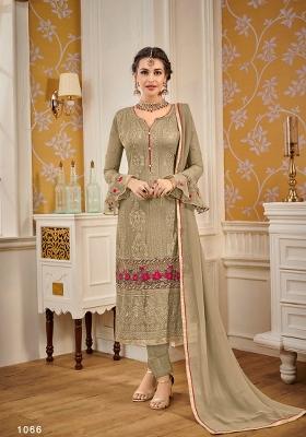 Light Olive Green Embroidered Georgette Salwar Kameez