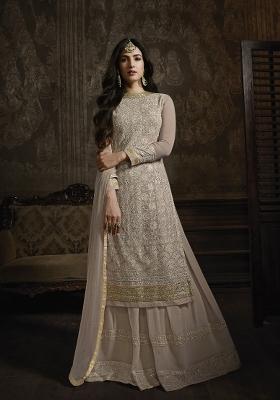 Mauve Embroidered Georgette Salwar Kameez