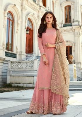Pink Embroidered Georgette Salwar Kameez