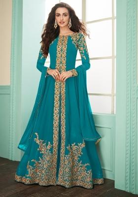 Blue Embroidered Georgette Salwar Kameez