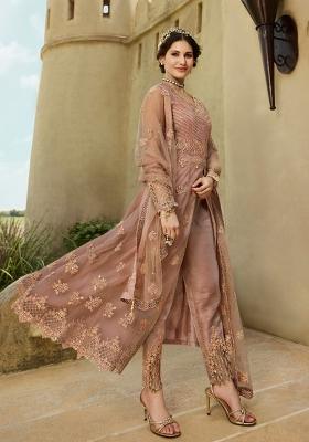 Dusty Pink Embroidered Net Salwar Kameez