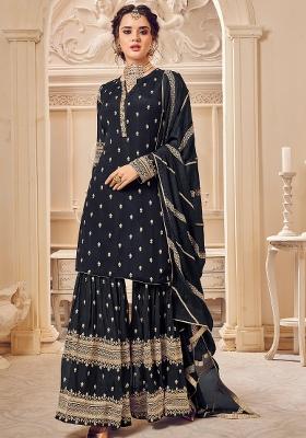 Black Embroidered Georgette Salwar Kameez