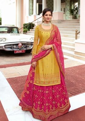 Mustard Embroidered Georgette Salwar Kameez