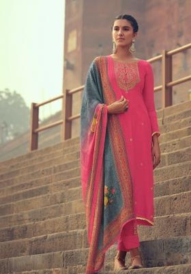 Pink Embroidered Muslin Salwar Kameez