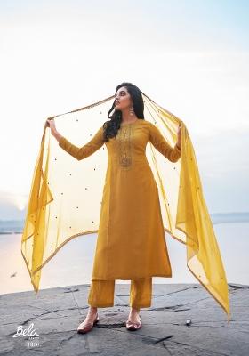 Mustard Embroidered Silk Blend Salwar Kameez