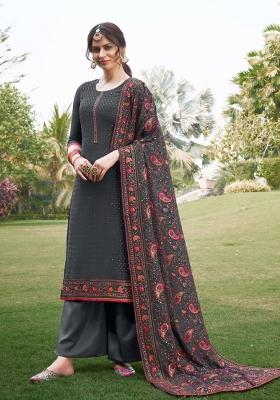 Grey Embroidered Georgette Salwar Kameez