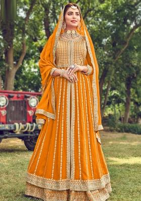 Mustard Embroidered Georgette Salwar Kameez