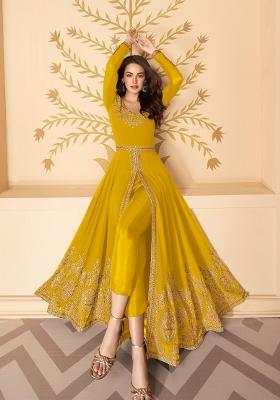 Mustard Embroidered Georgette Salwar Kameez