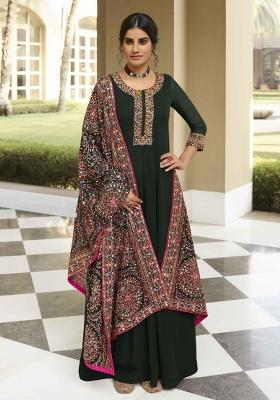 Dark Green Embroidered Georgette Salwar Kameez