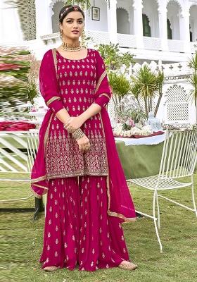 Pink Embroidered Georgette Salwar Kameez