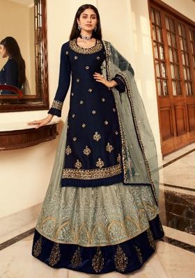 Blue Embroidered Georgette Salwar Kameez