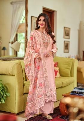 Pink Embroidered Silk Blend Salwar Kameez
