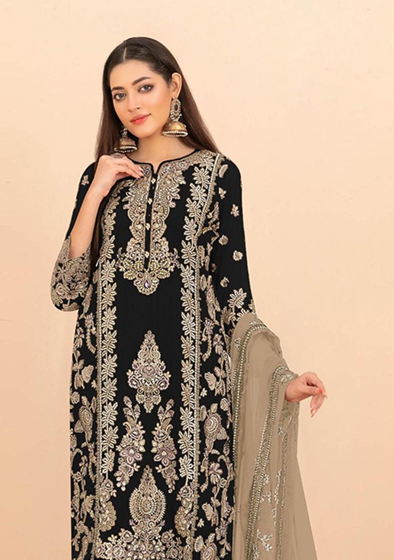 Mehendi Sequin Work Silk Blend Kurta Set - Indya