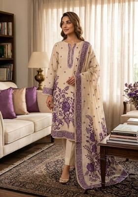 Cream Jamdani Cotton Kurta Set