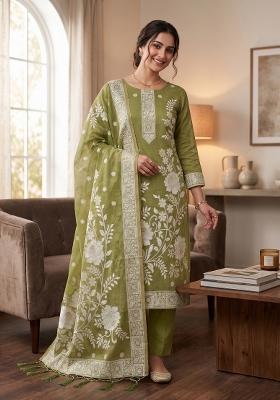 Green Jamdani Cotton Kurta Set
