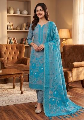 Grey Jamdani Cotton Kurta Set