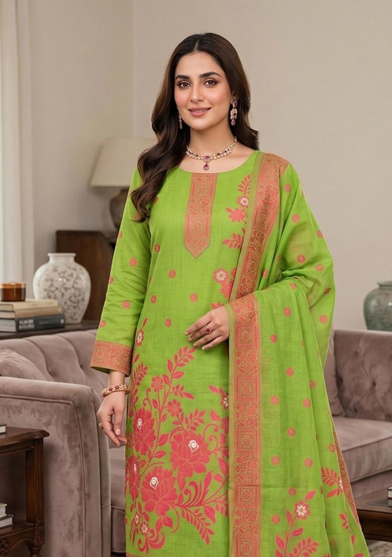 Perrot Jamdani Cotton Kurta Set - Indya
