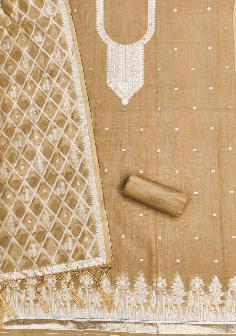 Cream Jamdani Cotton Kurta Set - Indya