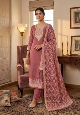 Pink Jamdani Cotton Kurta Set