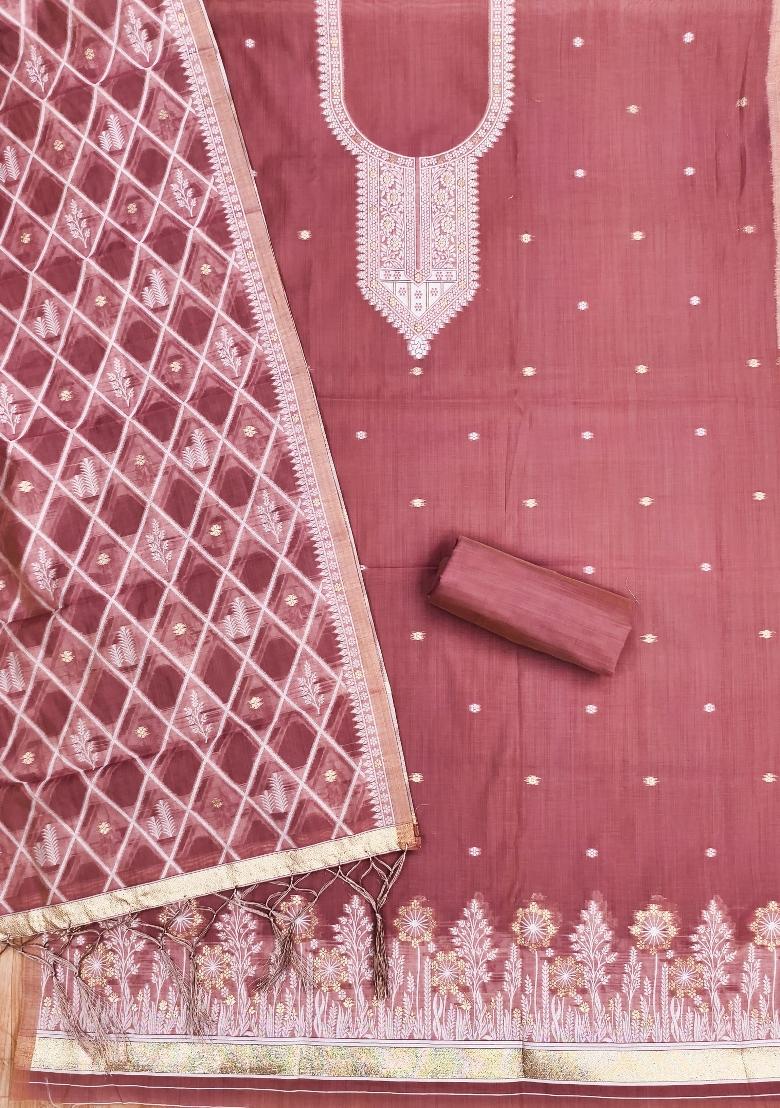 Pink Jamdani Cotton Kurta Set - Indya