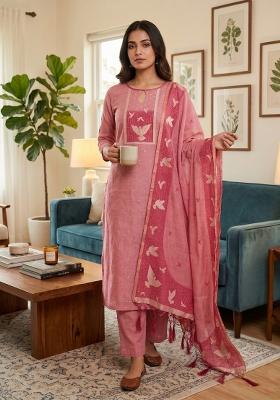 Pink Jamdani Cotton Kurta Set