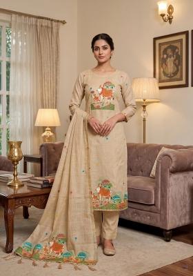 Cream Jamdani Cotton Kurta Set
