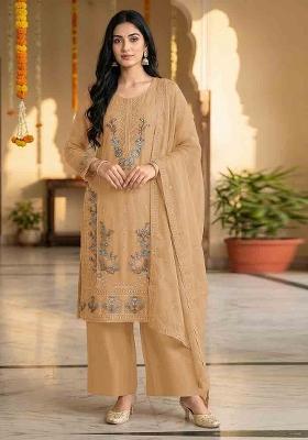 Yellow Embroidered Chiffon Kurta Set
