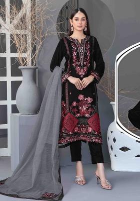 Black Embroidered Velvet Pakistani Suit