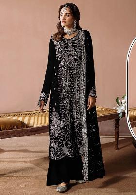 Black Embroidered Velvet Pakistani Suit