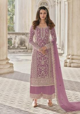 Lavender Cord Work Net Kurta Set
