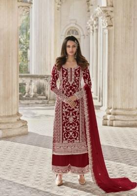 Red Cord Work Net Kurta Set