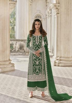 Dark Green Cord Work Net Kurta Set