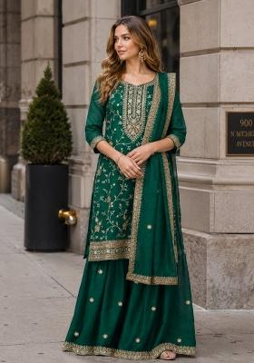 Emerald Embroidered Silk Blend Kurta Set