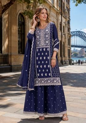 Black Embroidered Georgette Kurta Set