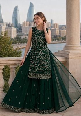 Black Embroidered Georgette Kurta Set