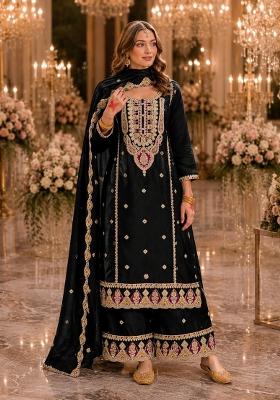 Black Embroidered Chiffon Salwar Kameez