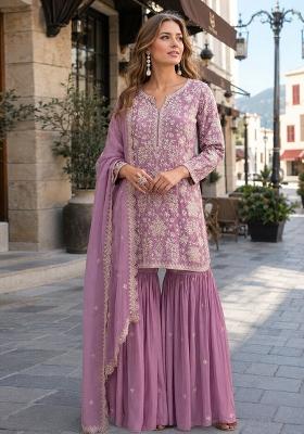 Pink Embroidered Georgette Salwar Kameez