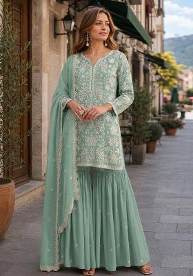 Green Embroidered Georgette Salwar Kameez