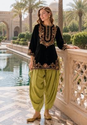 Black Embroidered Velvet Salwar Kameez