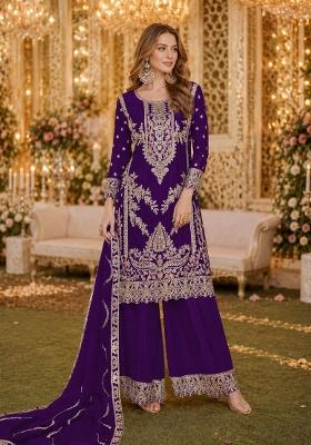 Purple Sequins Silk Salwar Kameez