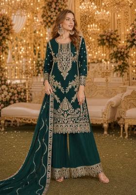 Green Sequins Silk Salwar Kameez