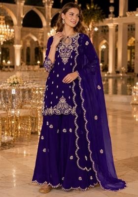 Purple Embroidered Silk Salwar Kameez