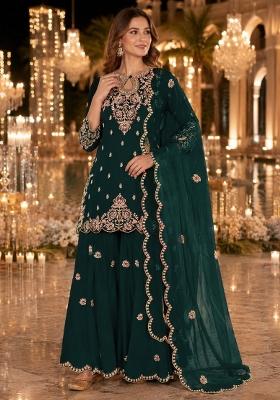 Green Embroidered Silk Salwar Kameez