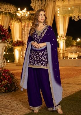 Purple Sequins Silk Salwar Kameez