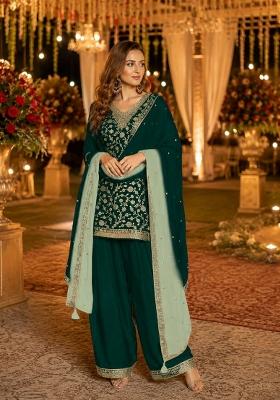 Green Sequins Silk Salwar Kameez