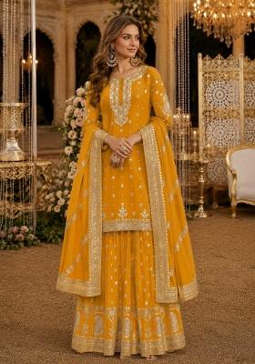 Yellow Sequins Silk Salwar Kameez