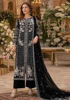 Black Embroidered Chiffon Salwar Kameez