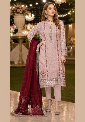 Pink Embroidered Chiffon Salwar Kameez